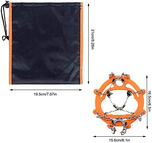 QH-shop Crampons Ice Snow Grips with 8 Teeth Non-Slip Snow Chain for Winter Walking Hiking Mountaineering Outdoor Rock Climbing Orange