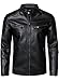 HOOD CREW Men’s Faux Leather Motorcycle Jackets Stand-up Collar Leather Jacket Vintage Coats Outwear Black XL