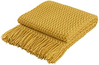 Super Soft Decorative Cream White Knit Throw Blanket for Sofa Couch Chair Bed, Lightweight Travel Blanket Nap Throw, Cashmere-like Soft and Cozy, Delicate Weave Pattern with Fring,127x152cm (Cream)
