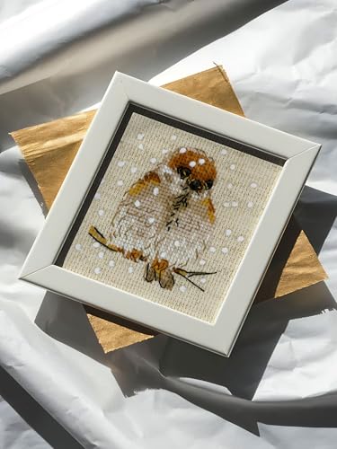 Image of RIOLIS - Sparrow 1680, Cross Stitch Kits 3,94 inch x 3,94 inch, Cross Stitch Kits for Beginners & Advanced, Crossstitching Kit Adult, Embroidery Counted Stitching Kit