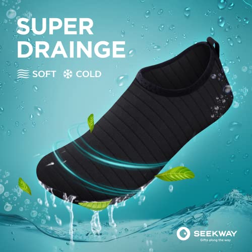 Seekway Water Shoes Women Men Adult Quick-Dry Aqua Socks Barefoot Non Slip For Beach Swim River Pool Lake Surf Black Sk002(U) 8.5-9.5 Women/7.5-8.5 Men #TOP3