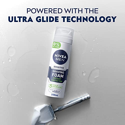NIVEA MEN Espuma de Barbear Sensitive - Para peles sensíveis, alivia vermelhidão, com extrato de cam
