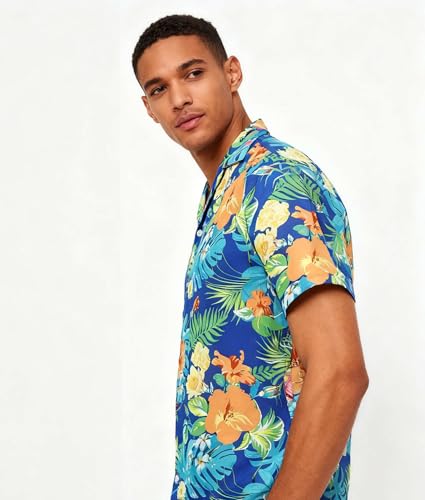 Image of Cromoncent Matching Hawaiian Outfits for Family, Dad and Son Matching Luau Beach Tropical Shirts Mommy Daughter Tropical Sets
