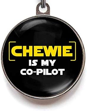 Wag-A-Tude Tags Chewie is My Co-Pilot Pet Tag Custom Dog Tag Cat Tag Custom Pet Tag Funny Pet Tag (Small)