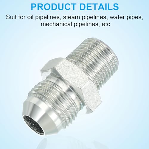 Image of PATIKIL Pipe Adapter Connector 3 /4 inch Male 74 Flare JIC x 3 /8 inch Male R Pipe Fitting Oil Feed Restrictor Fitting Hydraulic Connector for Oil Steam Water Pipelines System