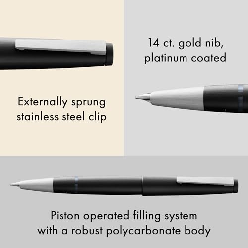 Lamy 2000 black - elegant Fountain Pen in robust fibreglass barrel - 14 ct. gold nib, partially platinum-plated - nib size F - Thumbnail 3