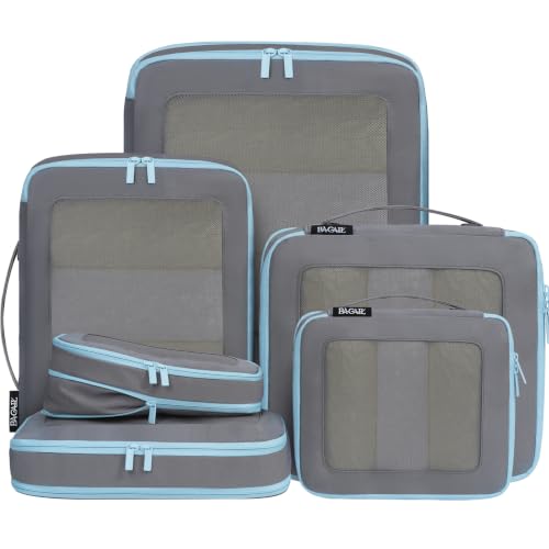 Image of BAGAIL Compression Packing Cubes for Travel Essentials, 6 Set-Pewter Color
