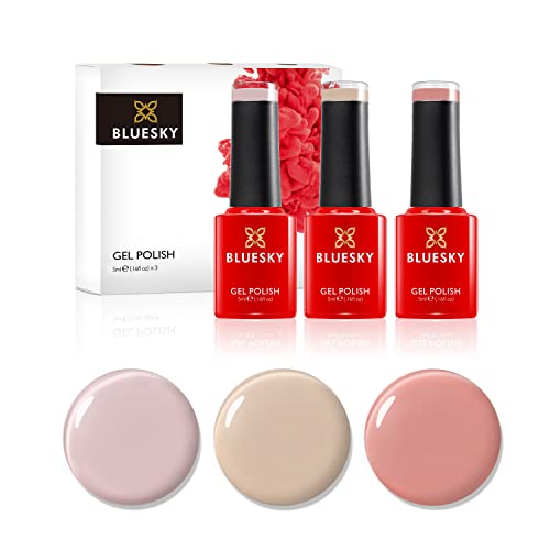 Bluesky Gel Nail Polish Set - Spring 2023 Nudes, 3 x 5 ml Nude Gel Nail Polishes (Requires Curing Under UV/LED Lamp)
