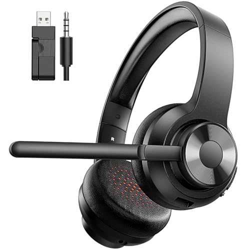 WiseWing Wireless Headset with Mic for Work, Bluetooth 5.4 Office Headset with AI Noise Cancelling, USB A/C Dongle & Mic Mute for Computer Laptop PC, Lightweight Design for Call Center by WiseWing - Used condition - US$30.22