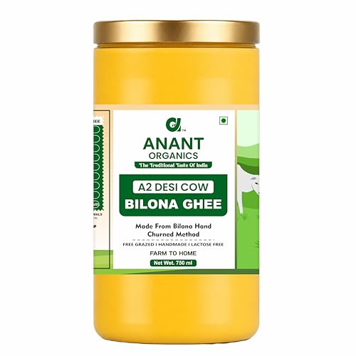 Image of Anant Organics A2 Desi Cow Ghee | Vedic Bilona Method 100% Pure & Natural Ghee Glass Bottle 750ml