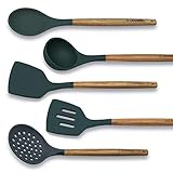 Juego de utensilios de cocina en silicona y madera, aptos para todo tipo de recipientes