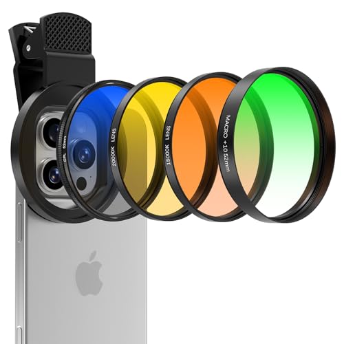 Image of 52MM Coral Reef and Reef Tank Filter Kit for Phone, CPL Polarizing+20,000k Yellow+15,000k Orange+10x Macro, Clip, Saltwater Aquarium Lens Compatible with iPhone16 15 Pro Max Samsung Moto Google TCL