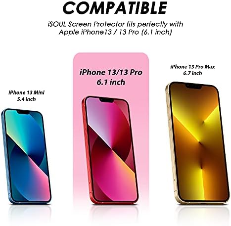iSOUL Screen Protector Compatible with iPhone 13/13 Pro 6.1 Inch, iSOUL Tempered Glass HD Film, 4-Pack