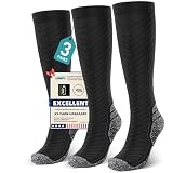 SONORAN 3 Pairs Compression Socks for Men & Women 20-30 mmHg Graduated Compression Socks Knee High Best Support for Running Travel Athletic L/XL (Black Gray)【XS UPGRADED】