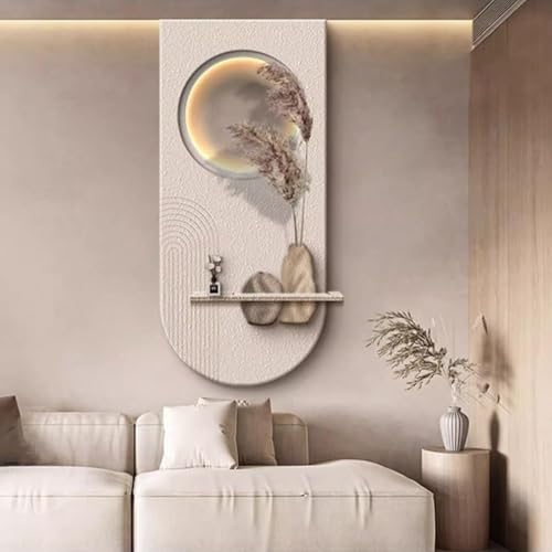 Image of 3D Wall Art Painting with LED Lights, Sandstone Decor for Entrance, Hallway, Living Room, Multi-Colored Lighted Design