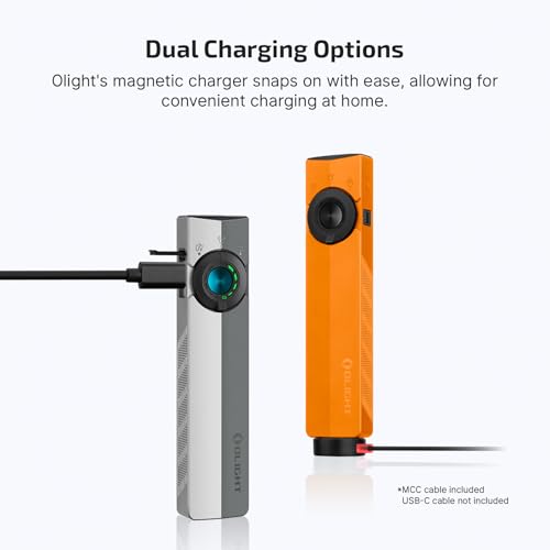 Image of OLIGHT ArkPro EDC Flat Flashlight Rechargeable with Green Beam, UV and White LED,1500 Lumens USB-C Pocket Camping Flashlight, Spotlight Floodlight for Outdoor Emergency Working (Orange CW)