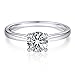 MomentWish Verlobungsring Damen, 1 Karat Solitär 925 Sterling Silber Moissainte Ringe D Farbe VVS1 Muttertagsgeschenk mit Geschenkbox Gra Zertifikat-Größe56