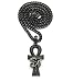 Egyptian Micro Breath of Life Ankh Pendant 24" Various Chain Necklace in Hematite Tone (5mm 24" Cuban Chain)