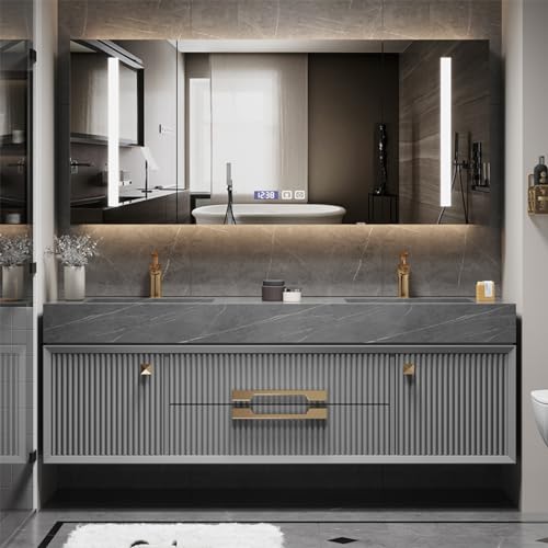 Genpai Bathroom Vanity Set with Double Sink - LED Smart