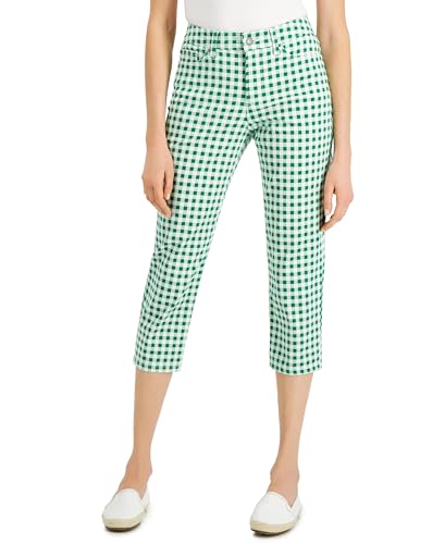 Charter CIub Petite Printed Bristol Capri Jeans Bright Myrtle 8P