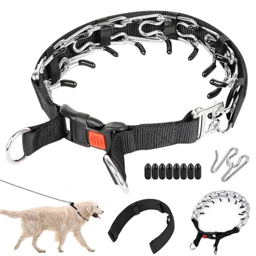 Collar de adiestramiento con púas para Perro Collar de Cadena Ajustable Conjunto de Collar y Correa para Perro para Perros de tamaño Mediano a Grande (XL)