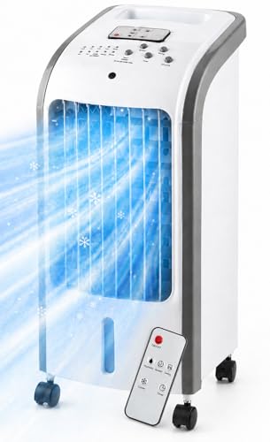 O'FRESH Refrescador de aire, Climatizador Evaporativo, Enfriador de Aire Portatil. Refresca al instante - Mando a distancia - Temporizador - Purifica el aire ambiente de pólenes y contaminantes