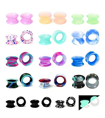 Wyr 32Pcs Hollow Double Flared Hard Silicone Ear Tunnels And Plugs Ear Gauges Expander Stretcher Body Piercing Jewelry 00G(10Mm) #TOP1