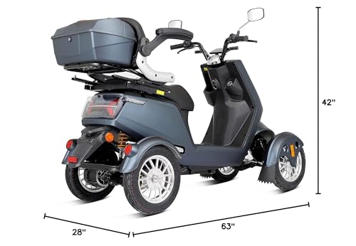 Mobility Scooters for Seniors & Adults 500lbs Capacity - All Terrain Electric Powered Wheelchair Device - Heavy Duty Mobility Scooter for Travel, Elderly w/Remote Key (Blue)