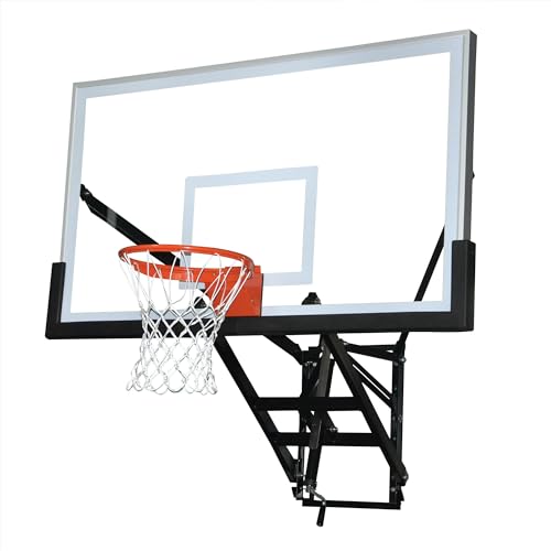 Do It Tennis Douglas W-36 MAX Wall Mount Adjustable Basketball System with 42” x 72” Glass Backboard