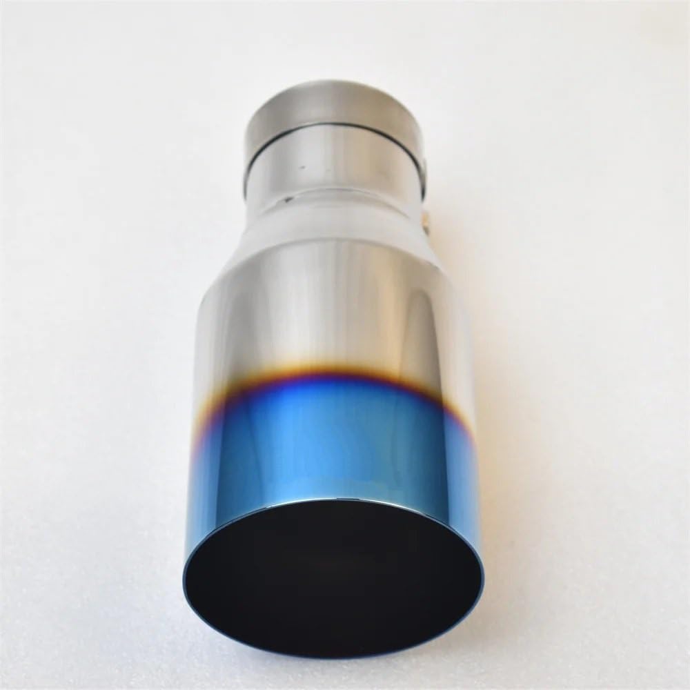 tłumik końcowy Tłumik rury wydechowej silników ze stali nierdzewnej modyfikacja części samochodowych z płaskim ustem, niebieski połysk(63MM IN- 76MM OUT)