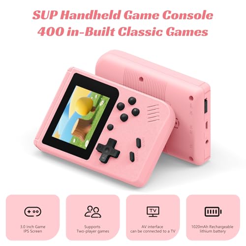 image for xiskt Mini Retro Handheld Games Console, Built-in 400 Video Games, Por