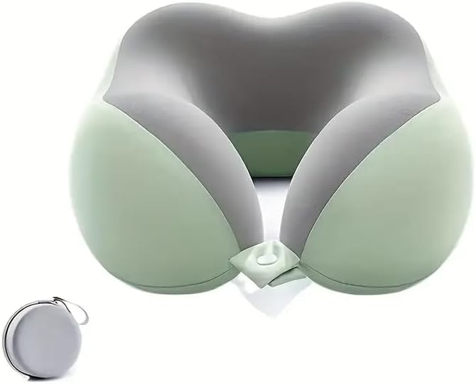 Maine Neck Pillow for Traveling, Upgraded Travel Neck Pillow for Airplane Foam Travel Pillow for Flight Headrest Sleep, Portable Plane Accessories, Green (1)