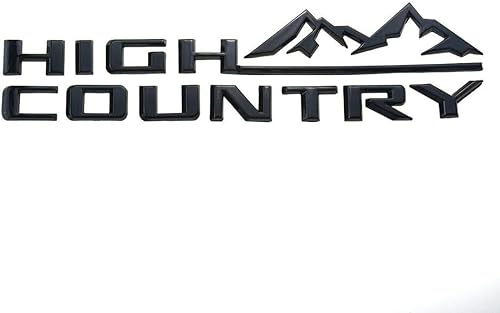 Miniatura 6 de 3X 2019-2023 Tahoe Silverado High Country Fender - Emblema 3D de repuesto para puerta trasera de High Country (negro brillante)