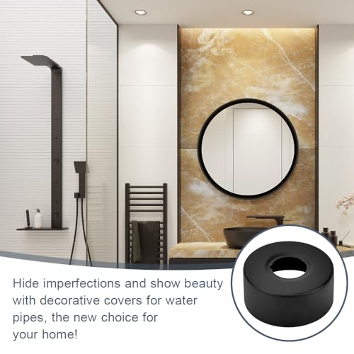 CAREDGO 4 Stück Rohrabdeckung Edelstahl Abdeckung Abdeckrosette Schwarz Gewinderosette Duschrosetten Rosette Wasserhahn Rohr Abdeckung Rosetten für Bad Duscharmatur Wasserhähne Heizkörper (25mm)