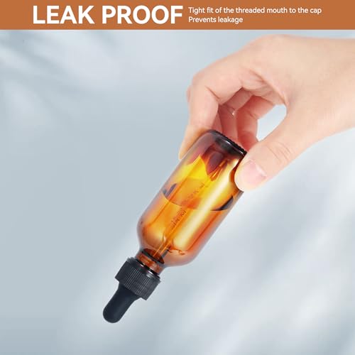 Yadream 4 pack, Leak-Proof Glass Dropper Bottles,2 OZ Bottles with Measured Dropper for Storage and Travel3