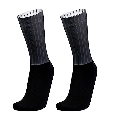 Avfora Calcetines Ciclismo Calcetines De Ciclismo De Una Sola Capa De Silicona Antideslizante De Verano, Calcetines Deportivos De Compresión Para Correr,Negro