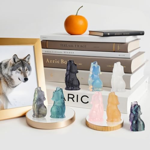Figurita de cristal lobo aullador 2.2 pulg miniatura 4