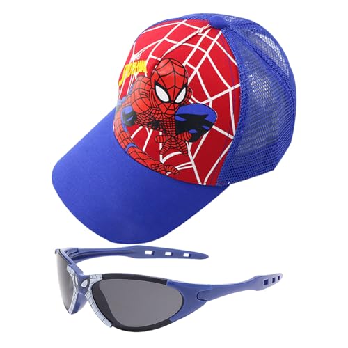 Gorra Niño Niña 2 3 4 6 Años, Gorra de Béisbol Ajustable Verano Diseño de Cartoon Transpirable Unisex con Gafas de Sol Hombre Mujer para Eexterior Chill out (FR/ES, Números, 30, Araña 4)