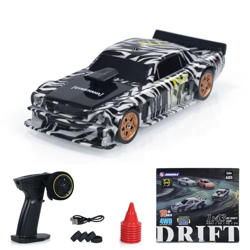 Image of 1 /43 Scale RC Drift Race Vehicle with Gyro 4WD Ready to Go RC Race Car Mini Remote Control Car Tyres Traffic High Speed Race Toy Gift Model for Ages14+(Zebra Print)