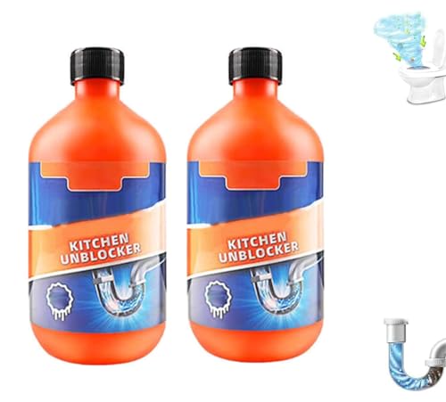 Generic Pipeline Dredging Agent, Drain Cleaner-Sink Drain Cleaning Liquid, Powerful Pipe Dredge Agent, Foaming Lemon Drain Cleaner, for Kitchen Toilet Bathroom Pipe Line Cleaning (500ml 2pc)
