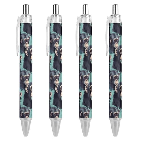 Stylos à bille rétractables motif singe chimpanzé pointe fine 0.5mm écriture précise