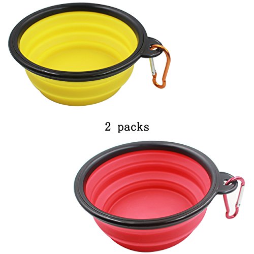 Moon River 2 Packs of Dog Bowls Collapsible Travel Bowl, Water Feeder Bowls for Pets Free Carabiner,Food Grade Silicone Environmental Protection Material,Best Gifts for Your Pets.