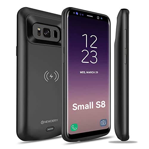 NEWDERY Upgraded Samsung Galaxy S8 Battery Case Qi Wireless Charging Compatible, 5000mAh Slim Rechargeable Extended Charger Case Compatible Samsung Galaxy S8 (2017)-(5.8 Inches Black)