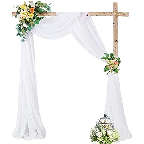 Wedding Arch Draping Fabric, 1 Panel 28" x 19Ft White Wedding Arch Drapes Sheer Backdrop Curtain for Wedding Ceremony Party Ceiling Decor