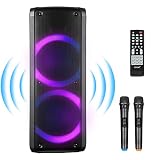 RHM K118 Karaoke Machine for Adults Kids, Portable Rechargeable Bluetooth PA Speaker System, TWS Pai