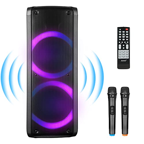 Rhm K118 Karaoke Machine For Adults Kids, Portable Rechargeable Bluetooth Pa Speaker System, Tws Pairing Wireless Speaker With Disco Light, 2 Uhf Wireless Microphone, Remote Control For Home, Outdoor #TOP14