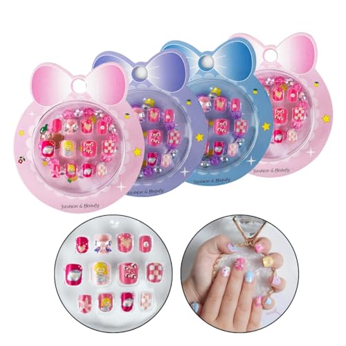 Kit 48 Unha Postiça Infantil Kids Autocolante + 4 Pulseiras
