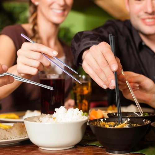 Palillos de acero inoxidable antideslizantes para evitar caídas de comida 5