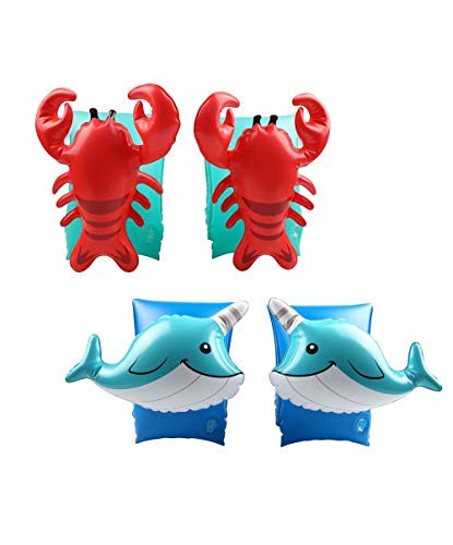Airmyfun - Brazalete Hinchable De Natación Para Niños De 3 A 6 Años, Flotadores De Piscina Y Playa – Pack Duo Homard Delfín