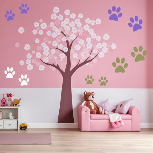 Paw Stencil, 8Pcs Large Dog Paw Stencil for Painting,Cute Bear Cat Paw Print Stencils Template Reusable Plastic Animal Paw Paint Stencil for Crafts Art Painting on Wood Paper Flag Wall Home Decor - Thumbnail 4
